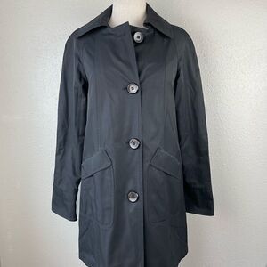 Gallery Petite Button Down Black Coat EUC